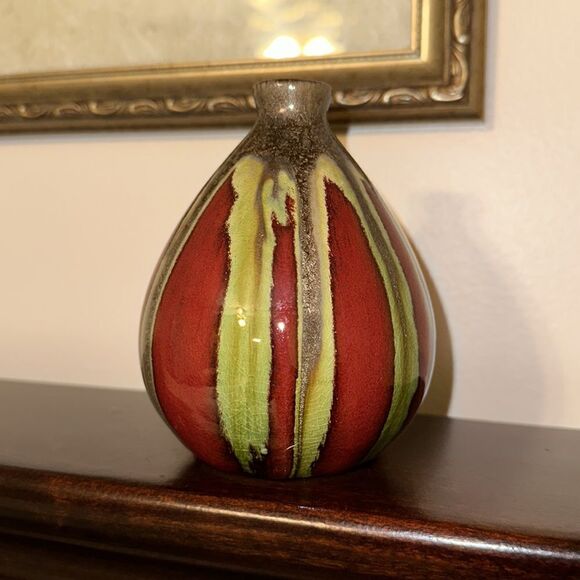 Handmade Stone Mini Vase Decor Burgundy Green Stone Gray - Picture 2 of 6